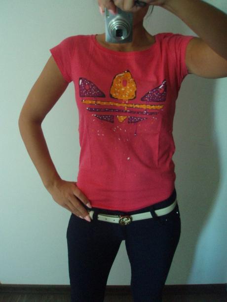 Růžové tričko adidas, adidas,38