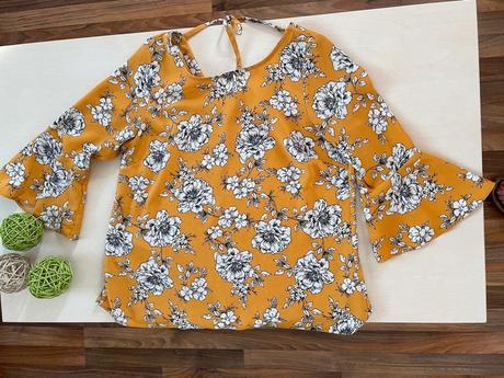 Nový žlutý top s květy, vel m, ff, f&f,m