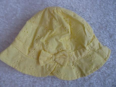 Žlutý bavlněný klobouček s mašlí v.0-3 měs., george,62