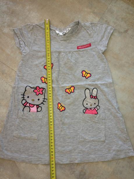 Šedé šaty hello kitty 2-3r, vel. 98cm kapsy kočky, h&m,98