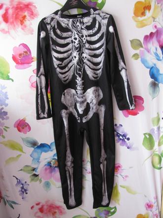 Karneval-elastický overal s kostlivci halloween,