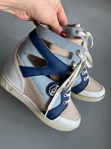 Armani jeans sexy sneakers modrá béžová 37 klínek, armani,37