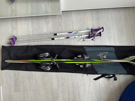 Set dětské lyže elan 110 + vak + hůlky, elan,110-119 cm