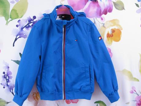 Přechodní modrá bunda s kapucí tommy hilfiger, tommy hilfiger,110