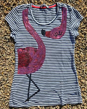 N60	dívčí triko plameňák vel. 164, 164