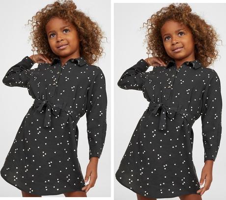 Srdíčkové košilové šaty h&m s páskem vel. 128, h&m,128