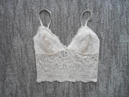 Bílé tričko triko tílko crop top krajkový, calliope,xs