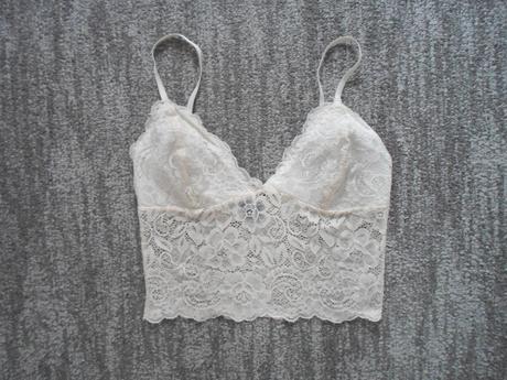 Bílé tričko triko tílko crop top krajkový, calliope,xs