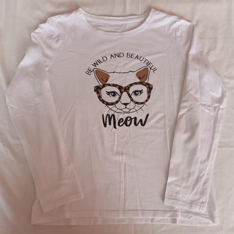 Dívčí triko dlouhý rukáv bílé kočka reserved, reserved,164