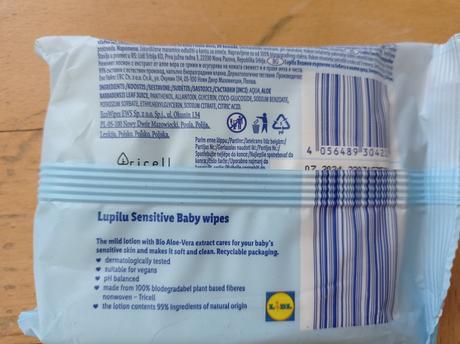 Vlhčené ubrousky lidl lupilu sensitive - 3x,