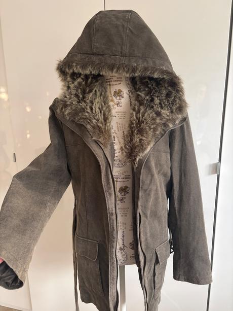 Tchibo kozeny kabat khaki + svetr a bluza, tchibo,34