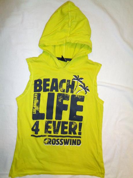 Krásné svítivě zelené tílko s kapucí 146/152, chapter young,146 / 152