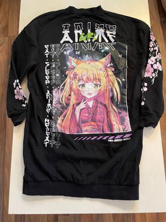 Dlouhá, volná mikina, animé obrázek na záda, vel s, s