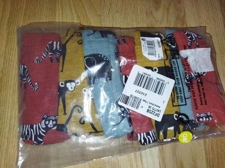 7 x pack slipy de zvířátky zebry, slony, opice 98, next,98