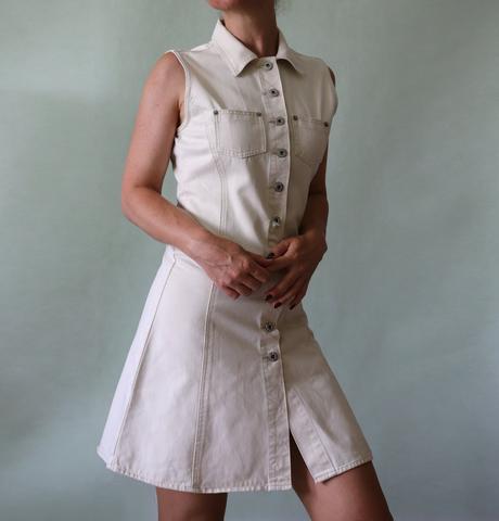 Smetanové džínové propínací šaty exe jeans vel.36, exe,s