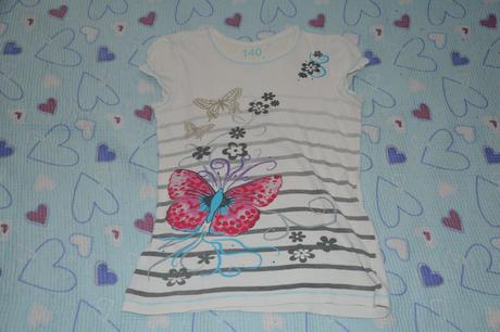 140 146 letní bavlněné tričko s motýlky a kamínky, okay,140