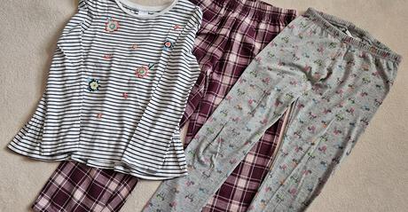 Flanelové kostkaté kalhoty, legíny minnie a tričko, 122–134