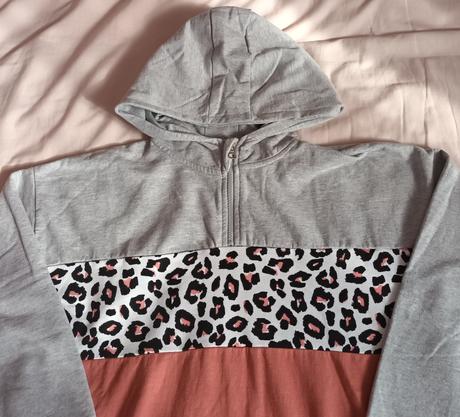 Dívčí mikina s kapucí světle šedo růžová, kik,158