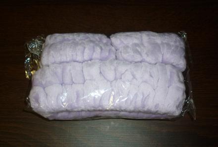 Kosmetická lila čelenka a návleky na ruce, 