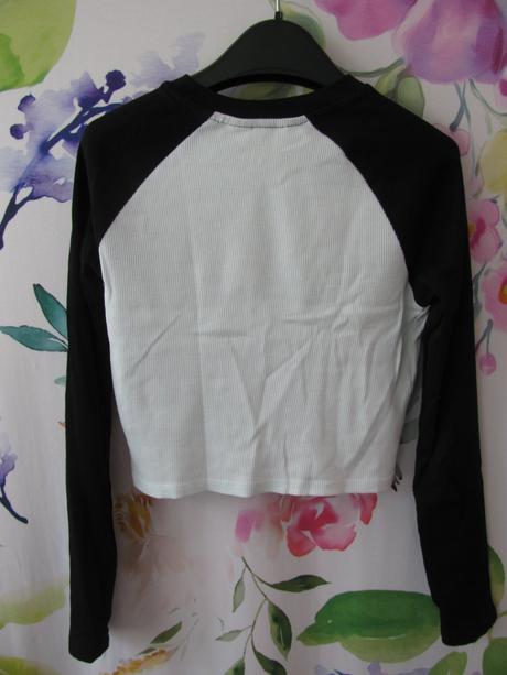 Crop top černo bílé bavlněné tričko h&m, h&m,152