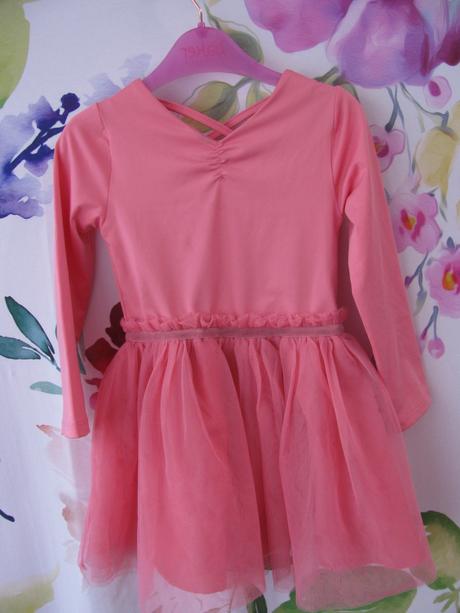Dívčí elastické růžové tylové šaty, f&f,98