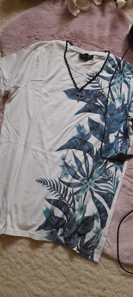 Smog bílé bavlněné tričko s tropickým motivem, xs