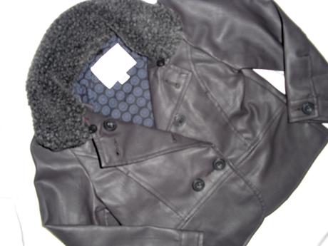 Bombastická šedá koženková bunda, vertbaudet,104