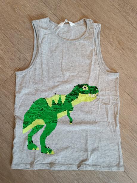 Interaktivní/ přeměňovací tílko s dinosarem t-re, h&m,134