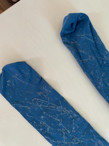 Nenošené silonky se stříbrným vzorem, vel není měř, xs