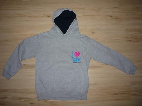Šedá mikina s kapucí., 128