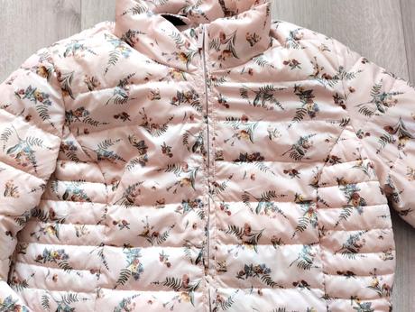 Bunda šusťáková lehce vyteplená s kytkama, m