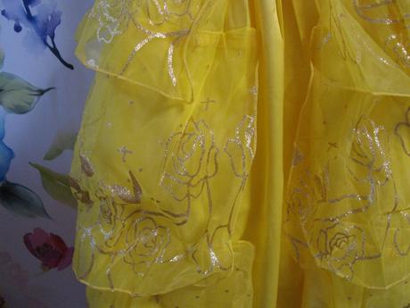 Kostým-krásné žluté volánkové šaty princezna bella, 