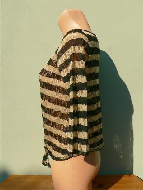 Lehký pruhovaný krajkový volný top - vel.36, 36