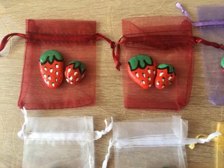 Malované kamínky jahůdky + sáček,