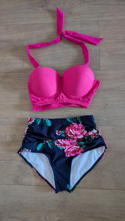 Ch17 dámské dvoudílné plavky s květinami - s, 36, s