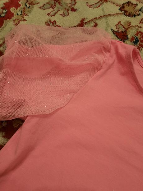 Tričko s tylovými třpytivými rukávy, h&m,134