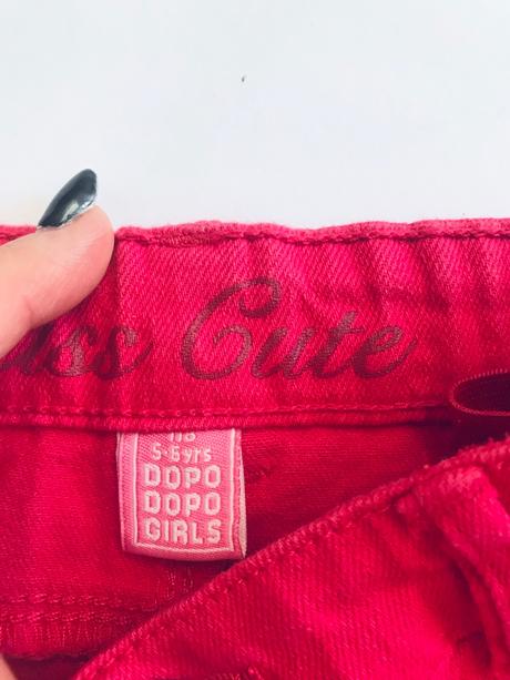 Ob/ sukně džinová červená - v. 5/6 let, dopodopo,116