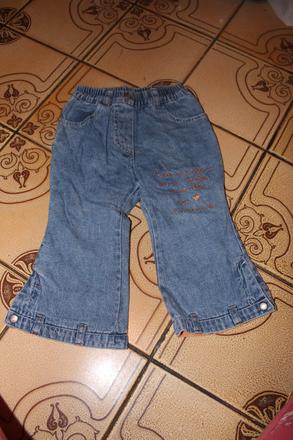 Dívčí rifle - džíny s kapsičkami, nápisem vl.80-86, 80