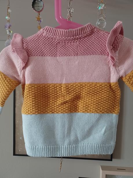 Džíny s laclem + pruhovaný svetr 68/74, next,68