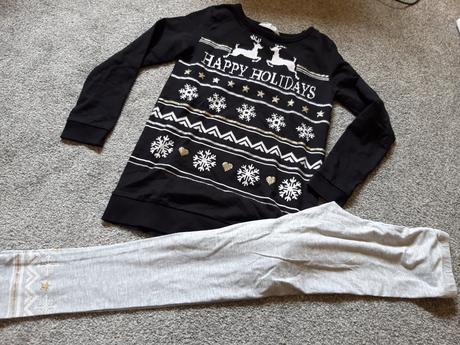 Zimní vánoční komplet delší triko a legíny, 146