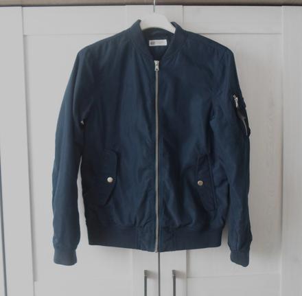 Modrá bunda bundička bombr, h&m,152