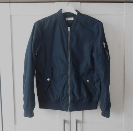 Modrá bunda bundička bombr, h&m,152