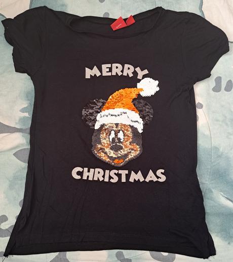 Tričko mickey mouse vánoční flitry, 140