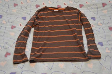 116 122 hnědé prouhaté triko dlouhý rukáv, c&a,116