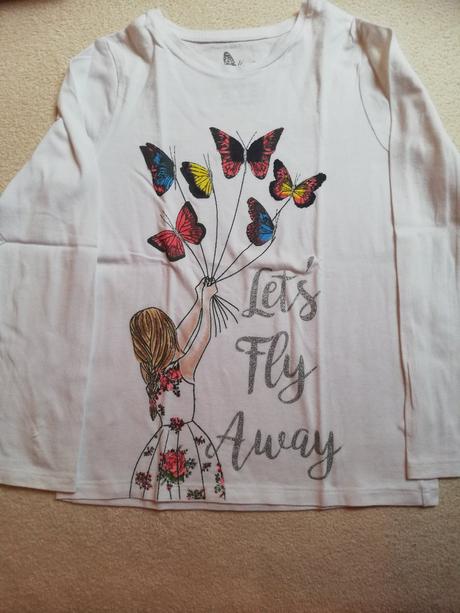 Tričko dívčí s motýlky, vel. 6-7 let., f&f,116
