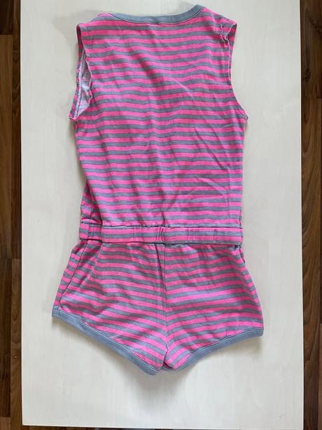 Růžový pruh kraťáskový overal, vel cca s/m, s