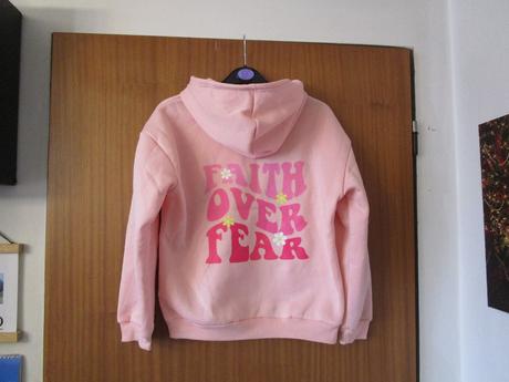 Pěkná oranžová teplejší mikina s kapucí, 158