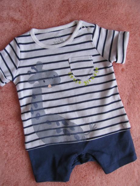 Letní bavlněné modro bílé body se žirafou, f&f,56