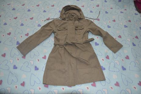 134 bavlněný khaki kabátek, parka na 8 let, 134