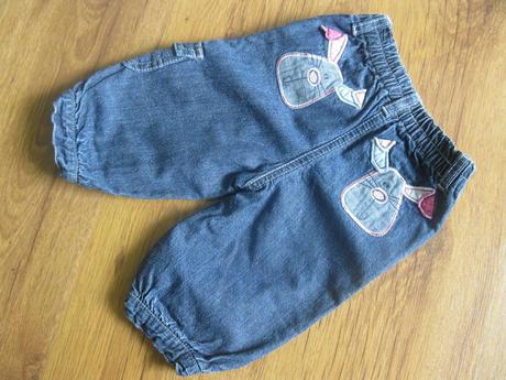 Podšité džíny se zajíčky na zadečku, next,68